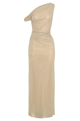 Kenny Diamante One Shoulder Maxi Dress - Gold